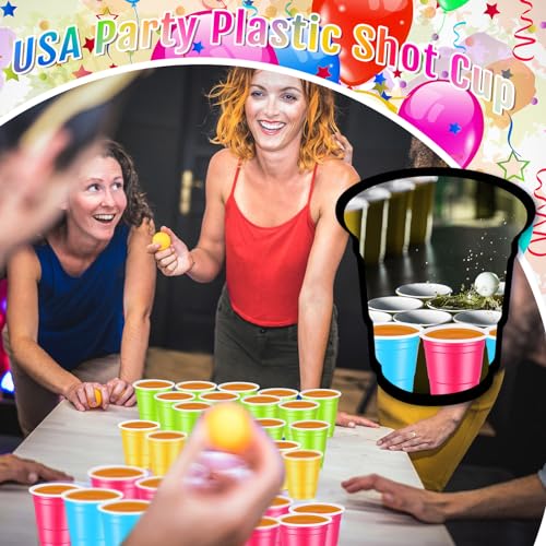 image for Roshtia 100 Pack 2 oz Plastic Shot Cups, Mini Disposable Shot Glasses 