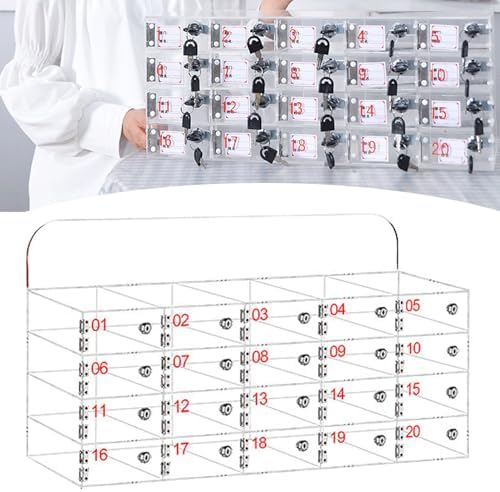 Clear Acrylic Cell Phone Locker Box for Classroom - Secure Storage Cabinet with Grids & Locks for Schools, Meeting Rooms, Workshops, Gyms - Perfect for Organizing Devices