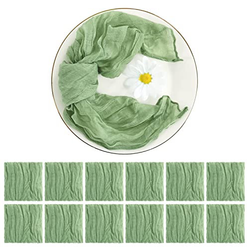 60 Pack Gauze Cheesecloth Napkins 20 x 20 inch Wrinkled Dinner Napkins Rustic Boho Table Napkins Soft Smooth Fabric Decorative Cloth Napkins for Wedding Event Party Decorations Supplies(Sage Green)
