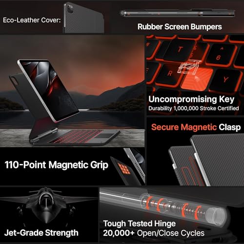 Image of typecase Edge for iPad Air 13 (M4 /M3 /M2, 2026 /2025 /2024) & Pro 12.9 (6th /5th /4th /3rd Gen) with 11-Color Backlit & Precision Trackpad, Magic Floating Keyboard (NOT FIT to Pro 13 (M5 /M4)-Carbon Fiber26