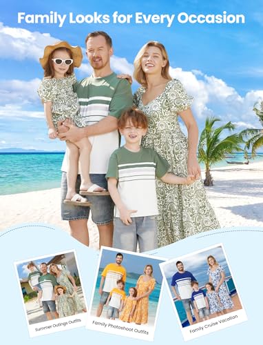 PATPAT Family Matching Summer Outfits, Mommy and Me Matching Shirts Dresses Paisley Print Matching Dresses for Family2