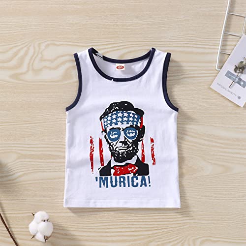 Ritatte Toddler Baby Boy 4Th Of July Outfits Independent Day Vest Top American Flag Shorts Infant Boys Casual Summer Clothes(Red-2, 12-18 Months(90)) #TOP2