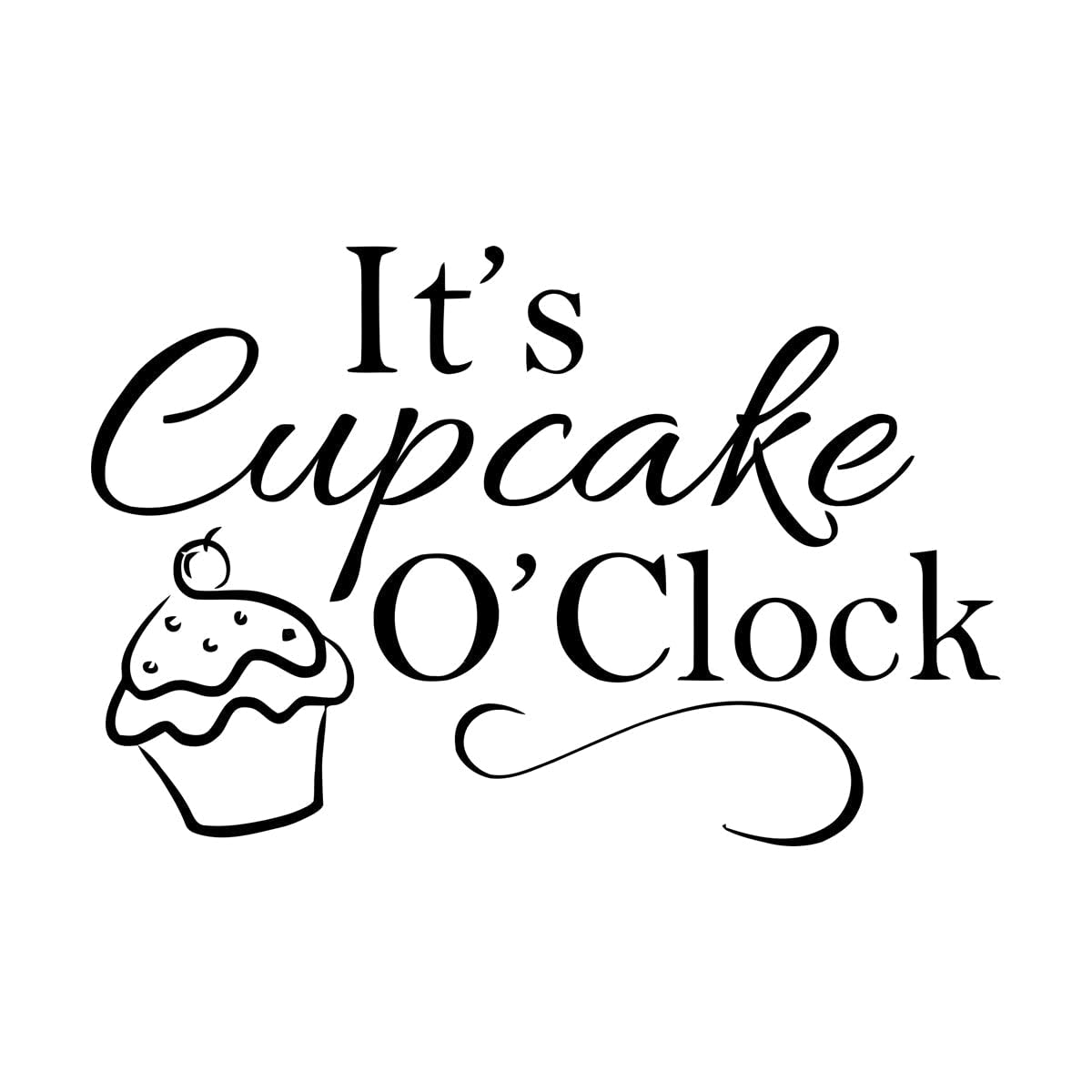 Lzhouting Wall Stickers 4418 Dessert Cake Vinyl Window Sticker It's Cupcake O'clock Quote Wall Poster Cupcake Shop Decoration Bakery Cake Wall Decals Extra Large - 56X84cm