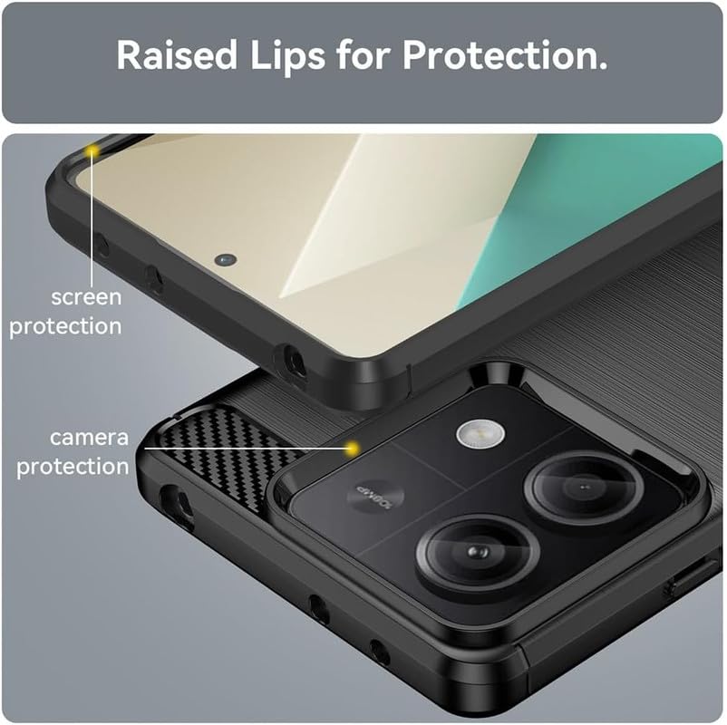 Image of NPRC Hybrid Ultra Slim Protective Case TPU Non-Slip Carbon Fiber Texture Shockproof Case Cover for Poco X6 neo - Black