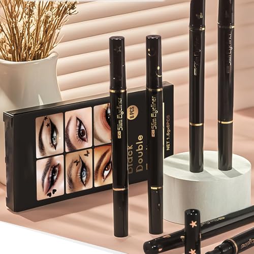 Eye Liner Stamp, 6x Makeup Stamps Eyes, Double-Headed Beauty Cosmetics Tool, Waterproof Smudge-Proof Design, Ideal for Daily Makeups, Dating, Stage Performance Look Styling – Image 5