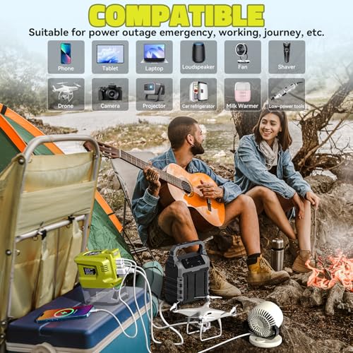 Image of Real 200W Power Inverter Compatible with Ryobi 18V, VoLtTech Battery Inverter 18V to 110V-120V, Phone Charger USB Charger Adapter Power Adapter with 2 USB Ports & 1 Type-C & 1 AC Outlet (No Battery)