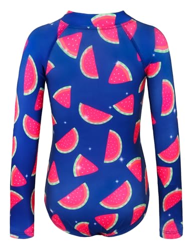 Image of Girls Long Sleeve Swimsuit Zipper Rash Guard Bathing Suit Swimwear with UPF 50+ Sun Protection for Toddler Kids