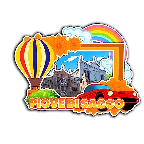 Piove di Sacco Veneto Italia, Magnete da Frigorifero in Legno 3D Monumenti di Viaggio da Collezione Souvenir Decorazione Fatto a Mano -2828