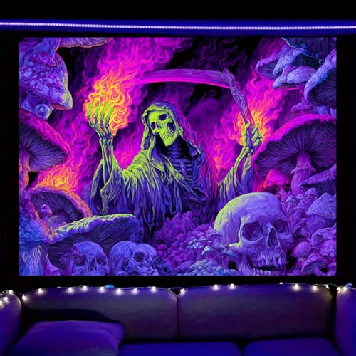 Image of Nuxovilar Grim Reaper Wall Tapestry Polyester 59.05x39.37 In