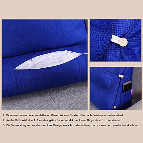 Coussin de lecture triangle bleu avec support de cou réglable pour lit et canapé