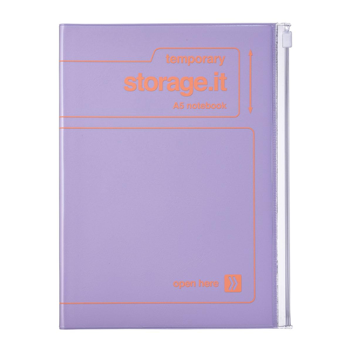 STI-NB62-PL Notebook, A5 Storage It, Recycled PVC Cover, Slide Zipper Storage Pocket, MARK'S Marks, Remote Work Compatible, Smart Stationery, Purple