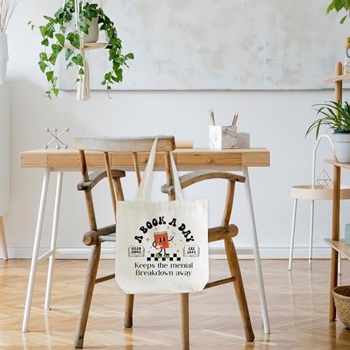 Image of Canvas Tote Bag, Library Shoulder Bag For Reader Bookish Women Friend Bookworm