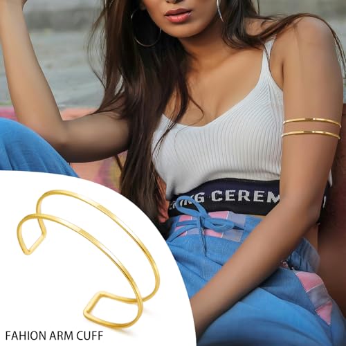 COLOYAN 4PCS Gold Arm Cuff for Women Upper Arm Bracelets Adjustable Minimalist Coil Armbands4