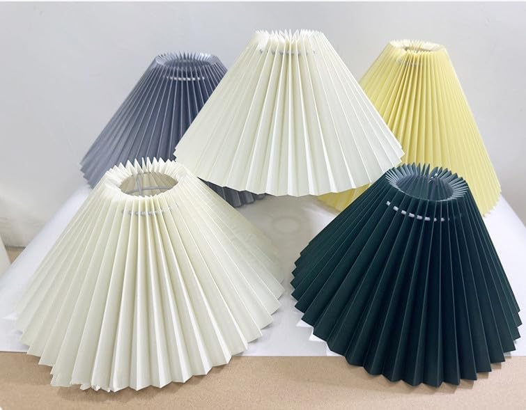 2PCS Paper Lampshade Small Pleated Lampshade,PVC Table Lamp Chandelier Nightlight Pleated Lampshade Fabric Light Cover for Office Bedroom Living Room (Dark green, 80mm*215mm*143mm)