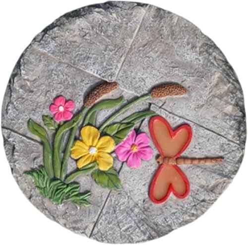 AOBOPO パティオの飛び石、屋外の滑り止めの飛び石、庭のローマの飛び石キット、庭の芝生の装飾、模造床タイルの丸い飛び石、庭の改修、ステップガーデニング、屋外の歩道/小道に適した、装飾的な庭の石のタイル