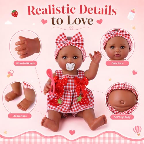 Set muñecas bebé negras 15 pulg. vinilo realista miniatura 3