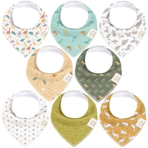 Image of 8pk Organic Baby Bandana Bibs for Drooling and Teething (Mesozoic)