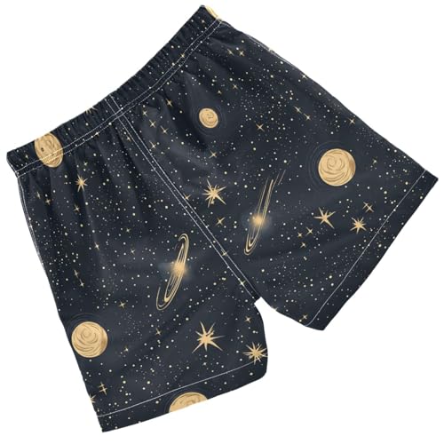 Pigsaly Boys' Swim Board Shorts Gold Space Starry Stars Moon Boy's Swim Trunks Kids Swimwear 4T2