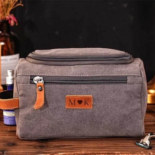 Custom Mens Travel Toiletry Bag, Personalized Laser Engraved Canvas Shaving Kit Personalized Gift for Valentine's Day, Father's Day, Groomsman Gifts4