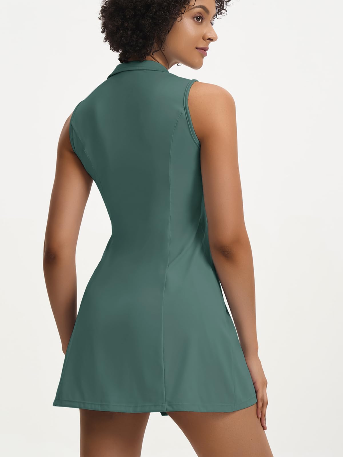 Dokuritu Tennis Dresses for Women,Tennis Golf Dresses for Women with Shorts Sleeveless Exercise Athletic Dress with Pockets Light Green