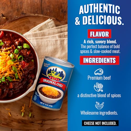 Skyline Chili, 15 oz Cans (8-Pack) – Authentic Cincinnati-Style Ground Beef, No Beans, High-Protein Hot Dog Sauce, Ready to Heat
