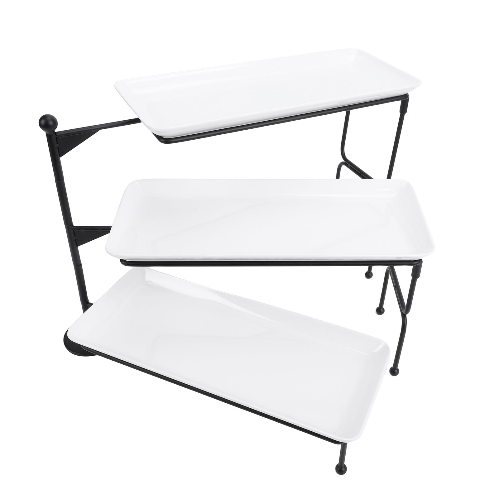 TOPINCN Soporte de Bandeja Grande con Niveles, Bandeja para Servir de 3 Niveles, Juego de Horneado de Porcelana con Soporte para Servir, Servidor de Buffet, Exhibición de Alimentos para (Black)