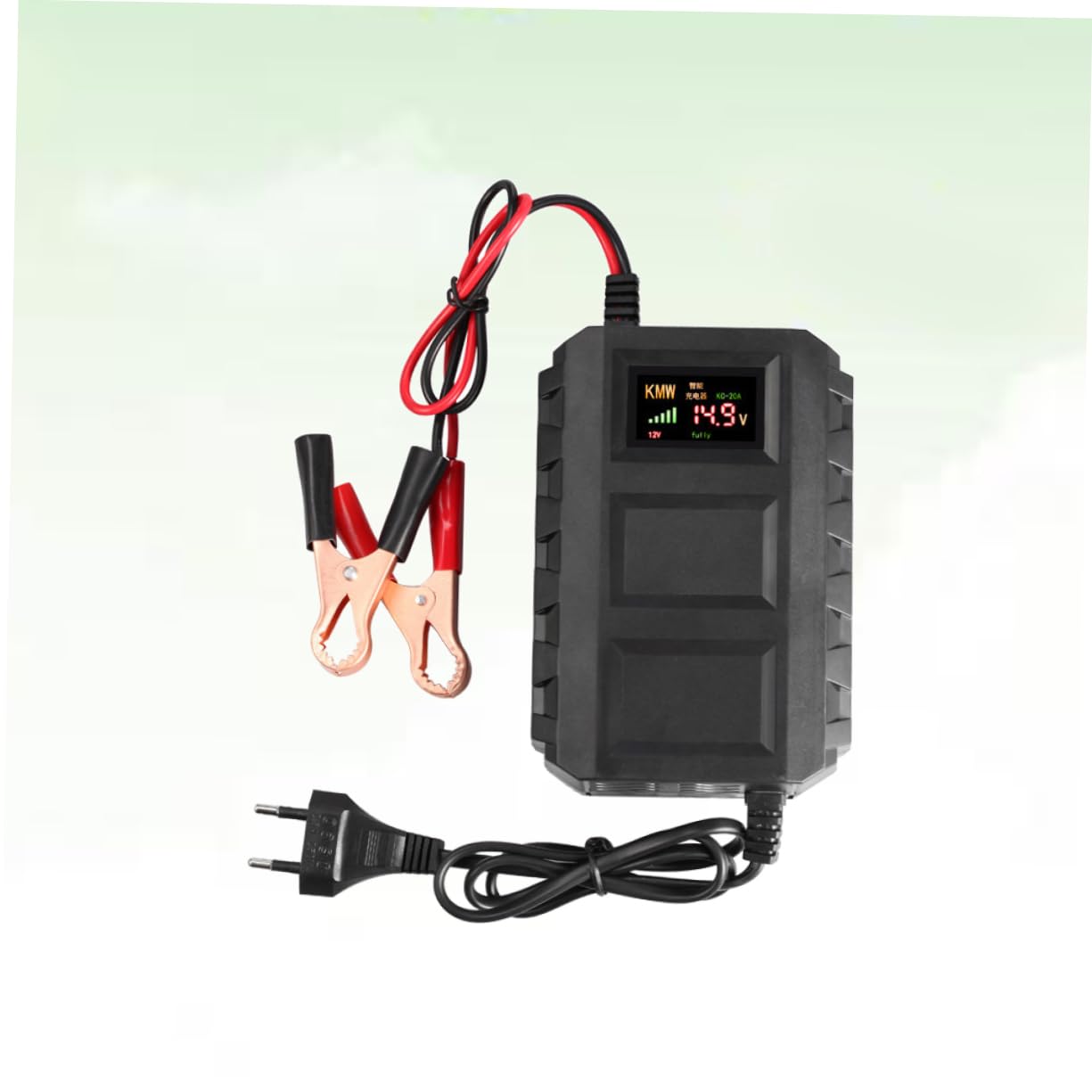 Chargeur de Batterie 12 V 20 A pour Moto, Batterie, Compact Noir
