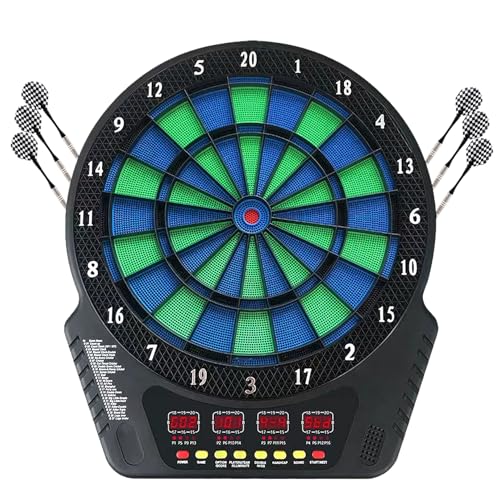 Elektronische Dartscheibe, E-Dartboards Dartautomat mit 4 LCD-Anzeige und 6 Darts und 24 Pfeilkopf 27 Spiele mit 243 Spieloptionen Profi Elektronik Dartspiel für 16 Spieler (Blau grün, breit) Elektronische Dartscheibe, E-Dartboards Dartautomat mit 4 LCD-Anzeige und 6 Darts und 24 Pfeilkopf 27 Spiele mit 243 Spieloptionen Profi Elektronik Dartspiel für 16 Spieler (Blau grün, breit)