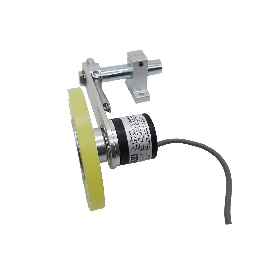 CALT GHW38 5-26Vdc PNP Push-Pull salida 1000ppr Rodillo Rueda Encoder Longitud sensor de medición con soporte de resorte rueda codificador incremental circunferencia de la rueda 300 mm