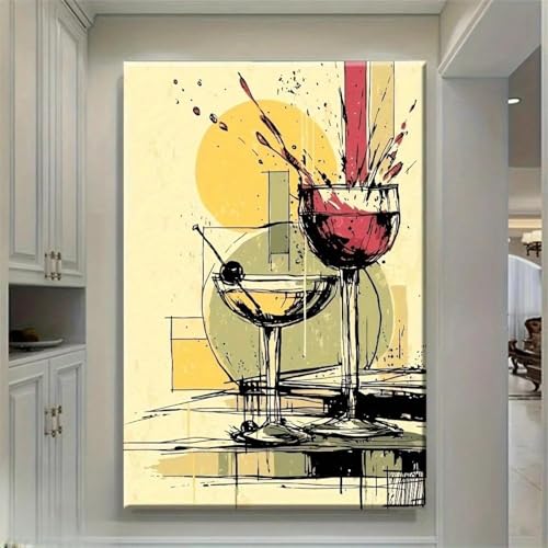 Toile murale minimaliste vin impression art abstrait cuisine