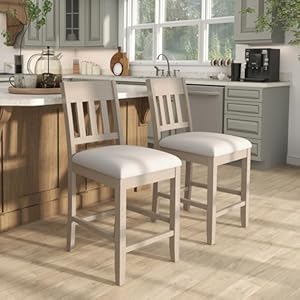 25" Counter Height Bar Stools Set of 2 Farmhouse Kitchen Island Stools Upholstered Linen Fabric Barstools with Back & Footrest for Home Island/Bar/Patio/Pub/Bar Shop,Brown 25 Counter Height Bar Stools Set of 2 Farmhouse Kitchen Island Stools Upholstered Linen Fabric Barstools with Back Footrest for Home IslandBarPatioPubBar ShopBrown