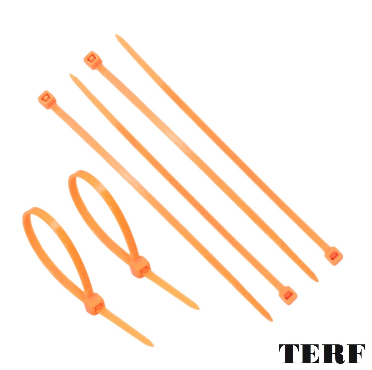 TERF® 100 Pcs Fluorescent Orange Cable Ties 200mm (8'') X 4.8mm Premium Nylon Zip Ties Wraps Secure Self Locking Mechanism Plastic Tie for Home Office Garden Garage Workshop DIY use - Image 2