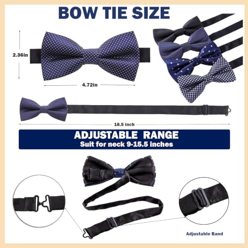 Image of AUSKY 8 PACKS Elegant Adjustable Pre-tied Bow Ties for Men Boys (1&4&5&6&8 Pack for option)