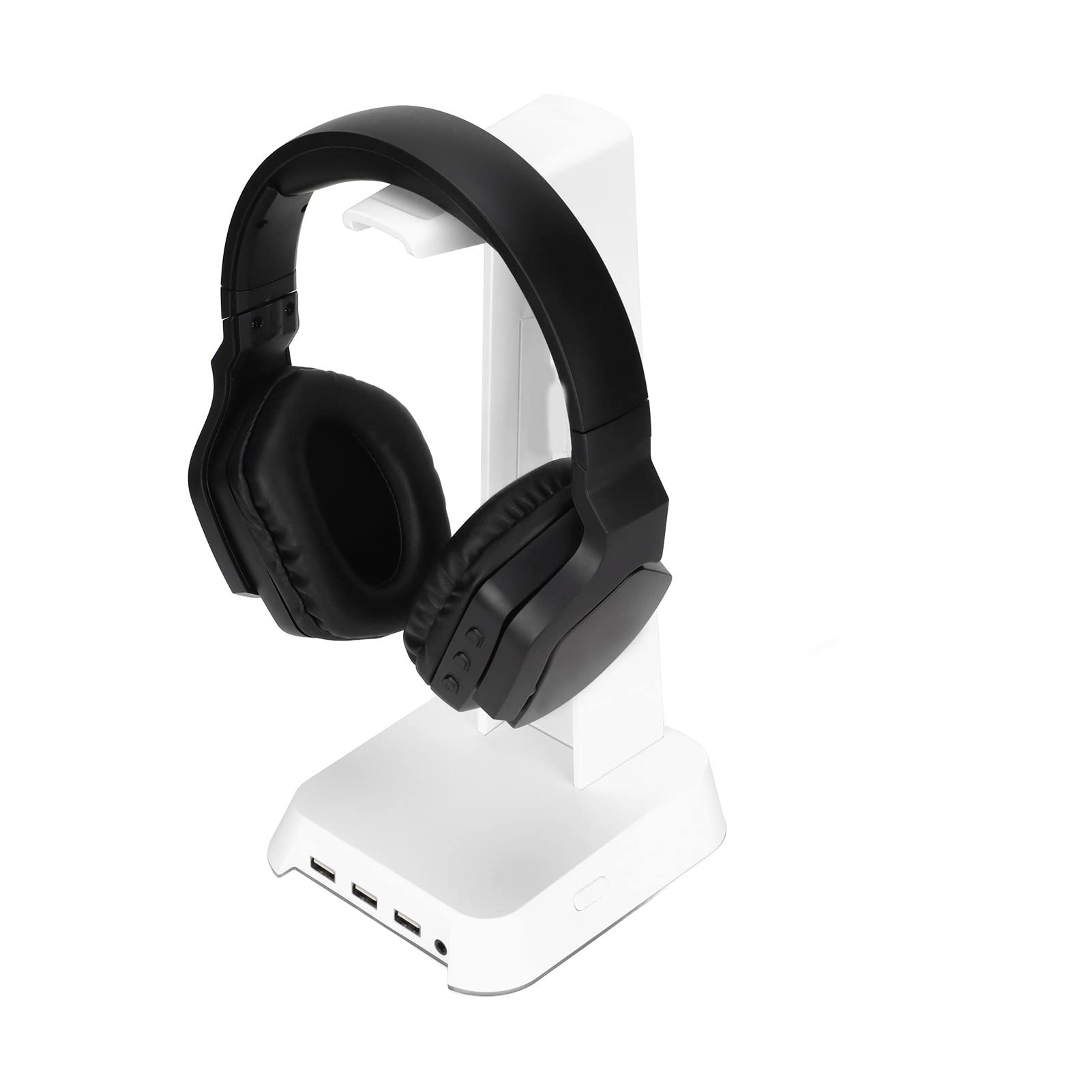 Cyrank Supporto per Cuffie RGB, Supporto per Cuffie da Gioco Supporto per Auricolari da Tavolo 2 in 1 con 3 Porte di Ricarica USB Fantastici Accessori da Scrivania per Tutte Le Cuffie(Bianco)