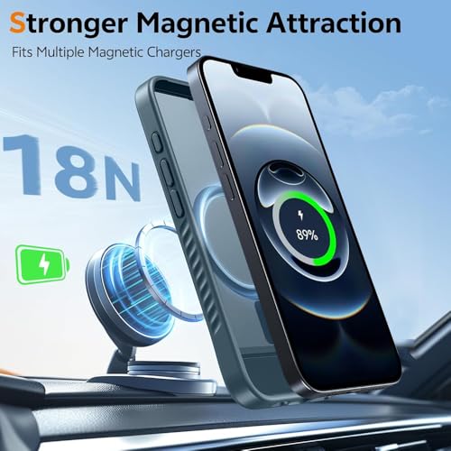 Image of KARWAN️Ultra Hybrid Matte Back Cover Case Compatible with Stand Magnetic for iPhone 16 | Mag-Safe Wireless Charging | Camera Bump Protection -(Blue)
