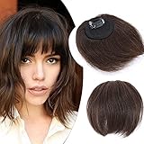SEGO Pony Haarteil Echthaar Clip in Bangs 100% Remy Haar One Piece Extension Verlängerung natürlich Dunkelbraun#2