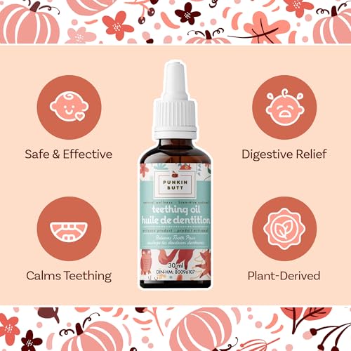 punkin butt teething oil for babies infused with chamomilla phytolacca amp rheum plant-based formula homeopathic natural teething relief for babies 1oz bottle