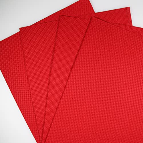 Image of KCS 4 pc of 12 inch x 18 inch 14CT Counted Cotton Aida Cloth Cross Stitch Fabric (Red)