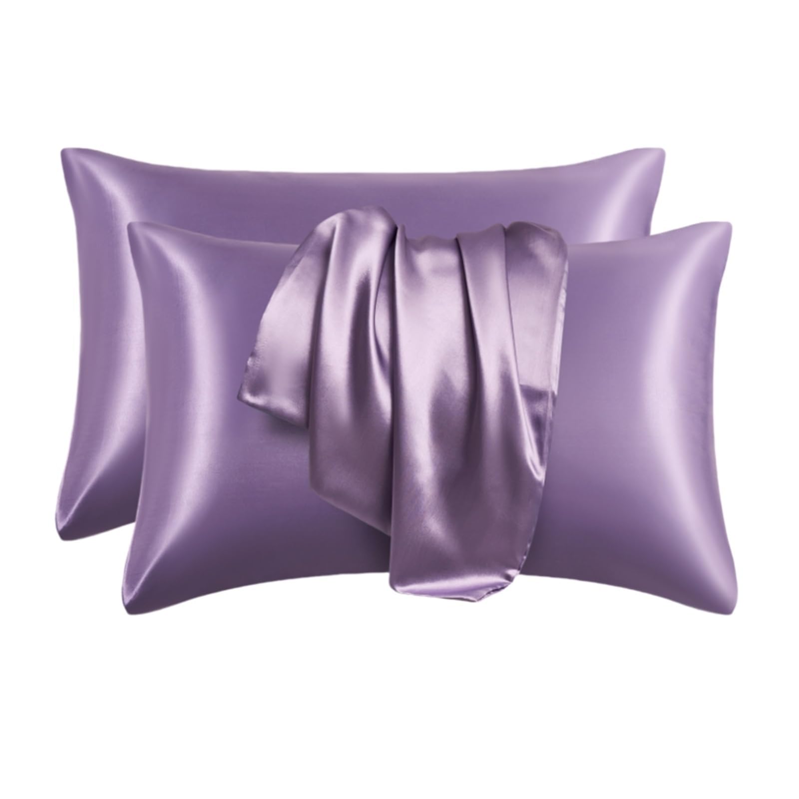 Silky Pillow Covers, Silk Pillowcases Multicolor Multiple Sizes for Hair Skin Care(Purple,1PCx51x66cm(20x26in))