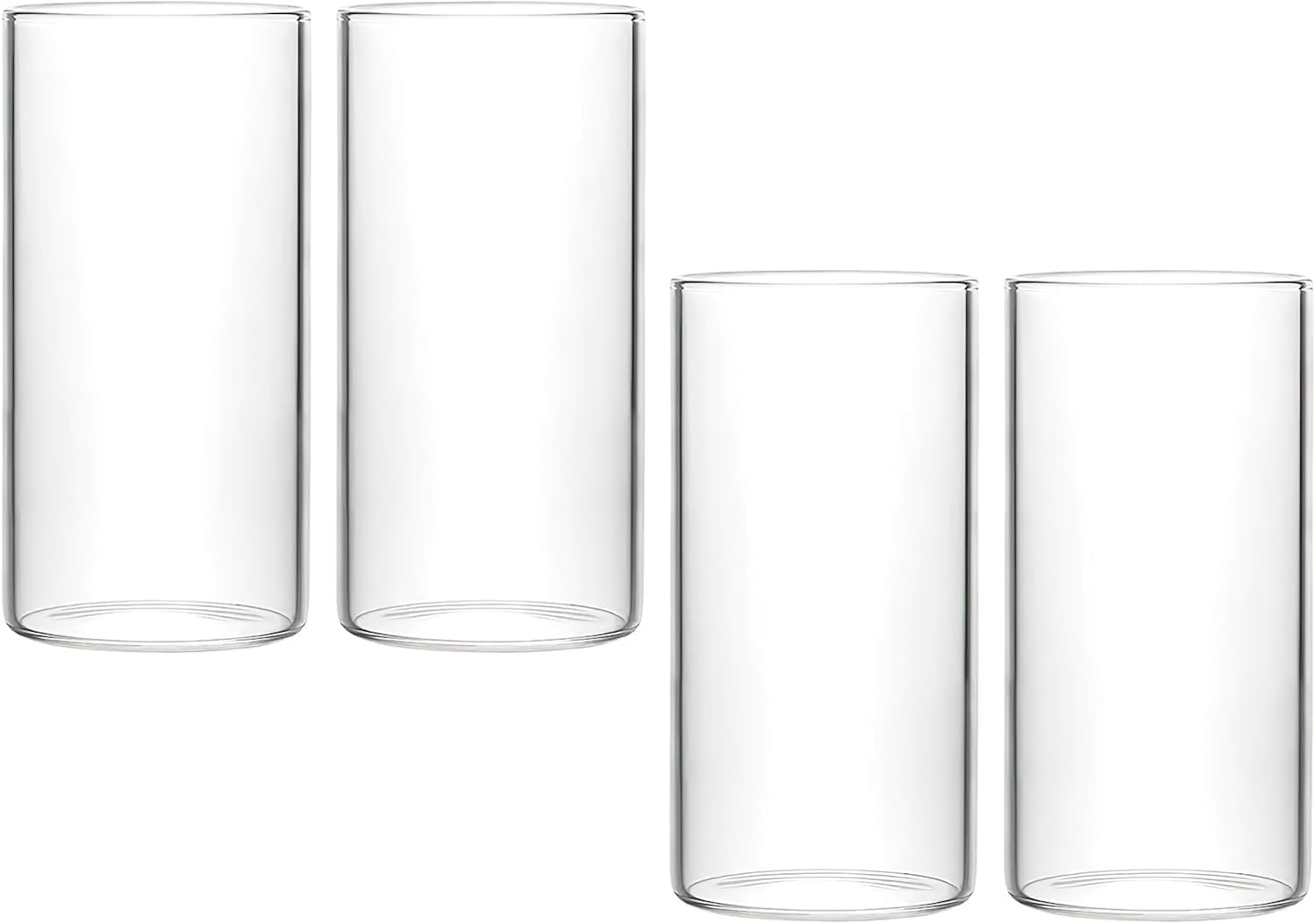 Set di 4 bicchieri trasparenti da 400 ml, bicchieri da acqua e long drink, sottili, rotondi, eleganti bicchieri da bar per acqua, succo, birra, bevande e cocktail, mojito e bevande miste (vetro