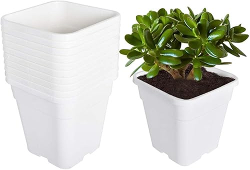 Vista 11 de Macetas cuadradas para vivero, macetas de cultivo, contenedor de vivero, apto para plantar plantas de suelo, 5 galones, 10 unidades Negro