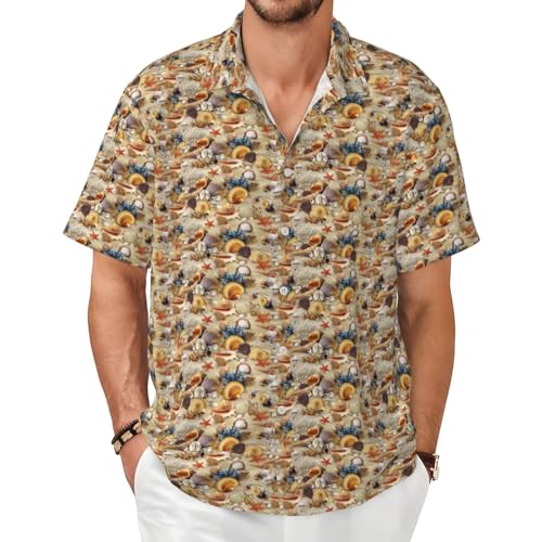 Chemise de plage pour homme motifs marins tissu doux haut de gamme