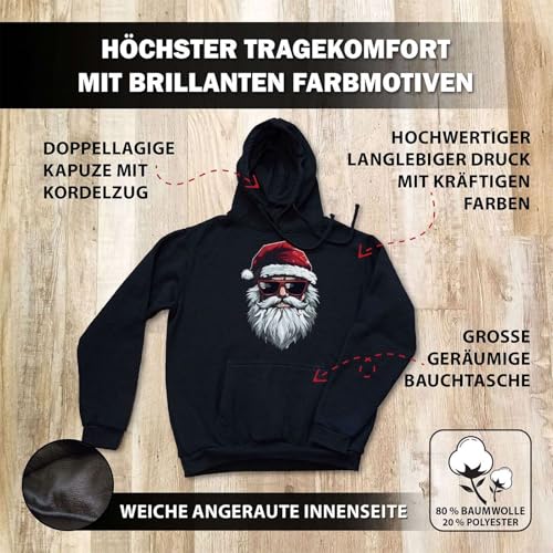 Tassenbrennerei Hoodie - Weihnachtspullover - Cooler Weihnachtsmann Pullover mit Weihnachtsmotiv - für Nikolaus, Weihnachten (DE/NL/SE/PL, Alphanumerisch, XL, Regular, Regular, Schwarz)