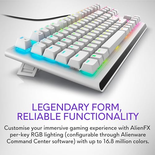 Image of Alienware Tenkeyless Gaming Keyboard - AW420K - Lunar Light - Wired, Programmable, Cherry MX Red, USB, AlienFX RGB / 16.8 Million Colours