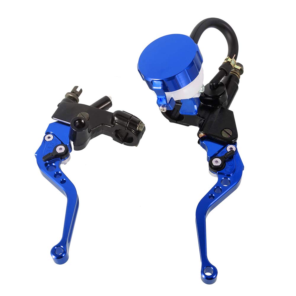 LUOKEKE Brake Clutch Levers Aluminum Hydraulic Cylinder Master Reservoir Brake Lever Cable Clutch Handle Set Fit Use for 250CC to 500CC Motorcyle(Blue)