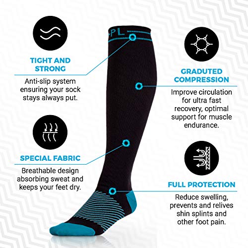 Image of POWERLIX Compression Socks for Women & Men (Pair) for Neuropathy Swelling Pain Relief 20-30 mmHg Medical Knee-high Stockings