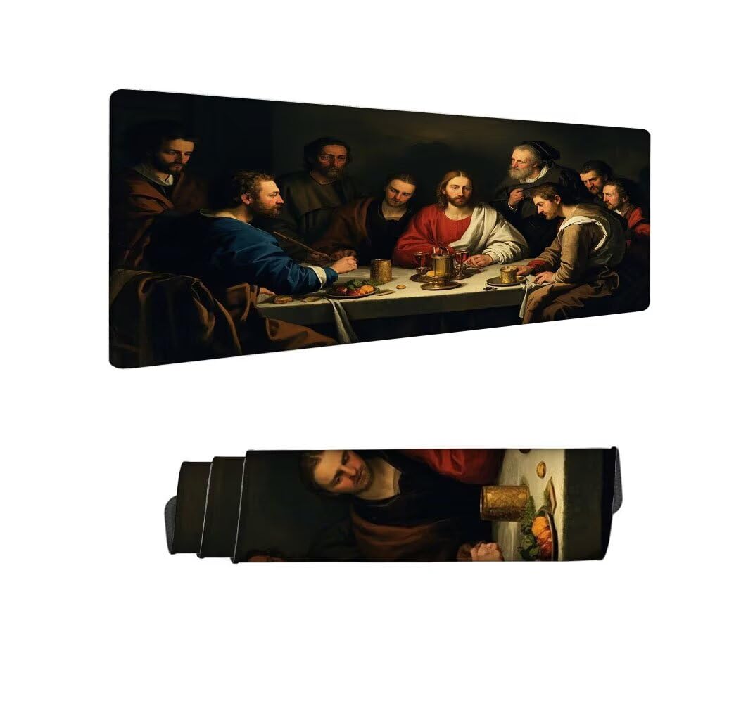 L'Ultima Cena Tappetino Mouse XXL 1000x500x3mm, Gaming Tappetino Mouse Mousepad con Base in Impermeabile Gomma Antiscivolo per Tastiera Computer Ufficio Idea Regalo Festa del Papà e Compleanno X-1000