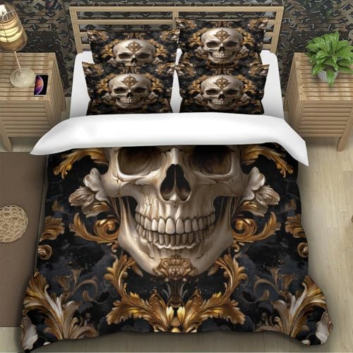 Housse de couette crâne gothique super douce et résistante en microfibre