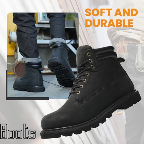 Image of Work Boots for Men Waterproof Soft Toe Non Slip Comfortable Leather Workboots