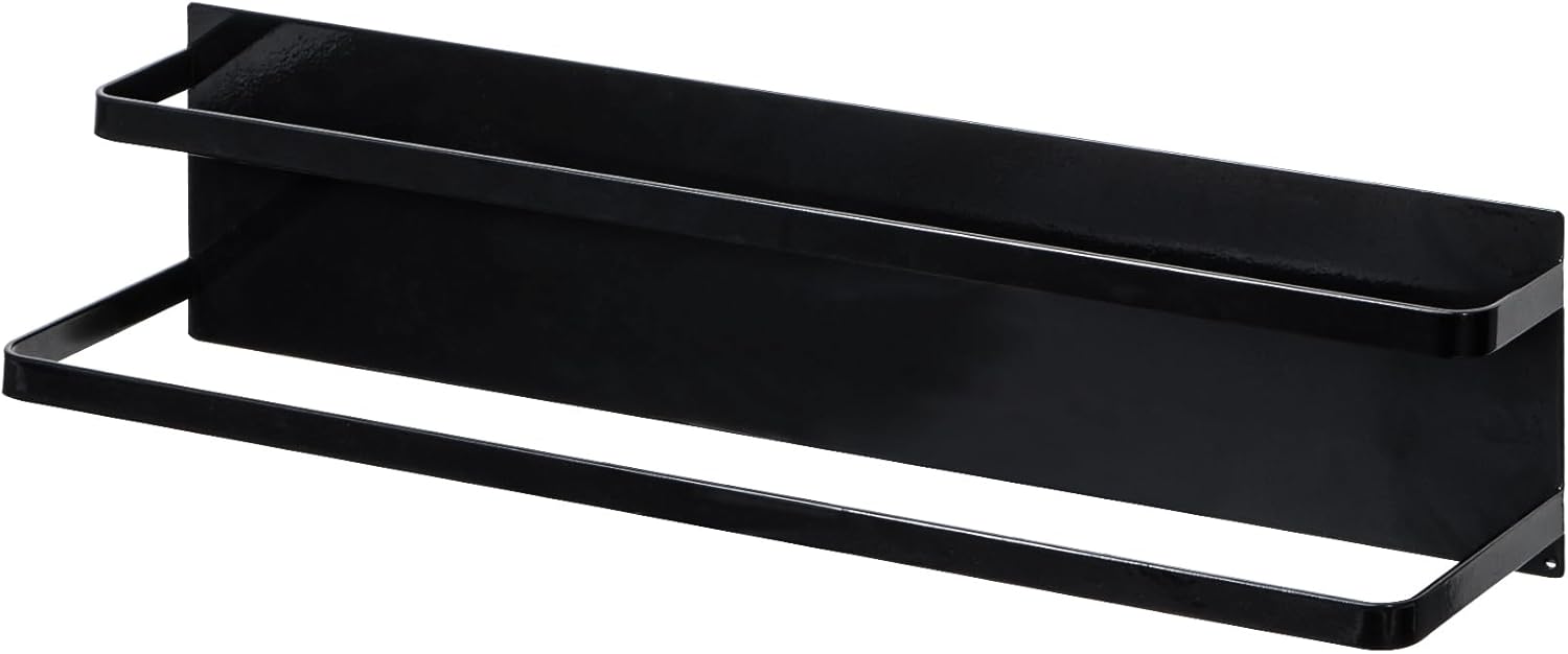 No-Drill 2-Tier Wall Mounted Shoe Rack Hanger Shelf Towel Holder - Magnetic Shoe Storage Organizer for RV Entryway Iron Door Closet, 19.68" x 4.33" x 4.72" 19.68" x 4.33" x 4.72" Black